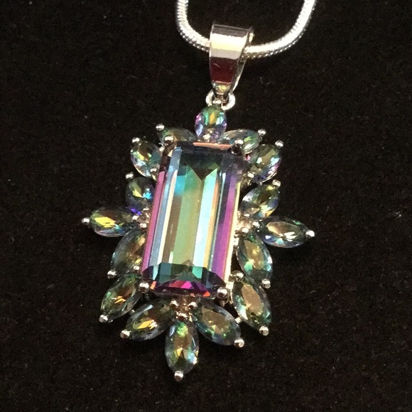 Gems & Minerals Jewelry - Elegant Mystic Fire Topaz Pendant